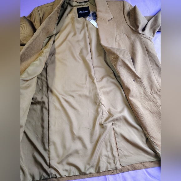NWT Madewell The Larsen Blazer in drape-wave Toffee 1 button Closure L. - Picture 15 of 16